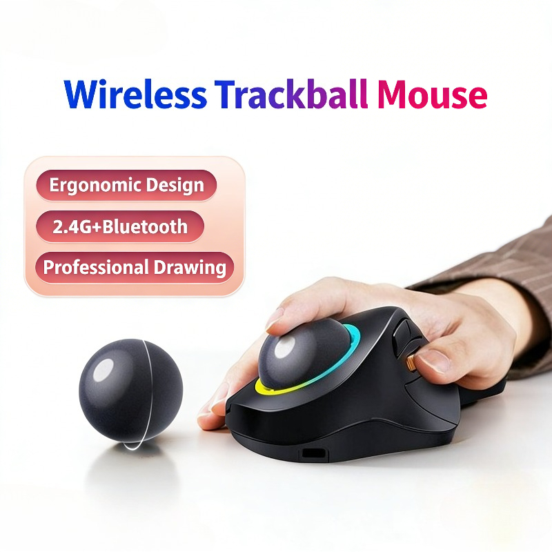 Gaming Accessories Ipad - Kabellose Trackball-Maus RGB Ergonomische 1600DPI Rollerball-Mäuse